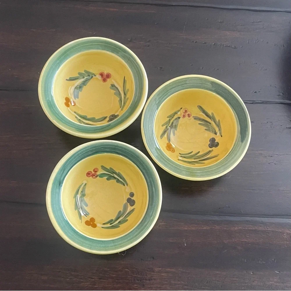 Williams Sonoma Handcrafted Yellow and Green Ceramic Bowl Set